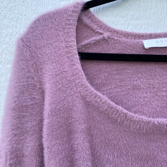 ASTR the Label Square Neck Faux Fur Fuzzy Sweater Pink Size Large - Picture 3 of 8